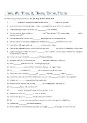 English Worksheet: Pronouns worksheet w/answers sheet