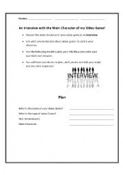 English Worksheet: An Interview with your Favorite Charachter