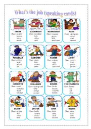 English Worksheet: Whats the job - speaking cards (editable)