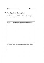 English Worksheet: Text Organizer  Description