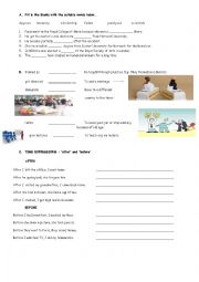 English Worksheet: after before in past tense