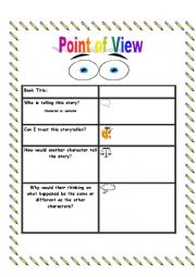 English Worksheet: Point of View Chart