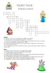 Fairy tale vocabulary crosswords ESL worksheet by sweetcat