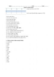 English Worksheet: Table for pronunciation