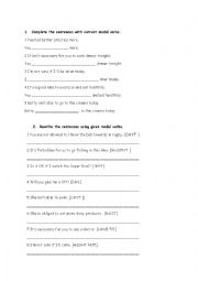 English Worksheet: modal verbs II