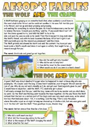 Aesops fables for reading and discussing the moral.