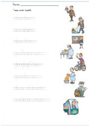 English Worksheet: Jobs: tracing and matching