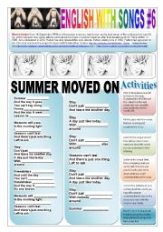 ENGLISH WITH SONGS #6# - (8 Pages) - SUMMER MOVED ON - MORTEN.