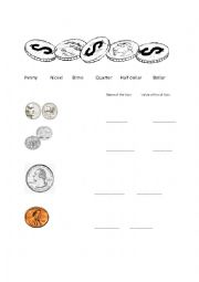 English Worksheet: Name that Coin