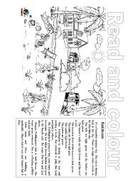English Worksheet: Colouring page - On the beach