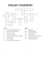 English Worksheet: English Crossword for Children