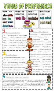 English Worksheet: verbs of preference