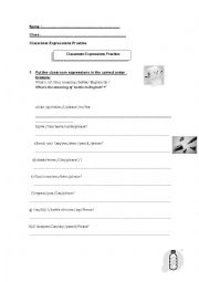 English Worksheet: clasroom expressions