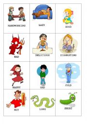 English Worksheet: Opposite Adjectives - Memory game (part1/2)
