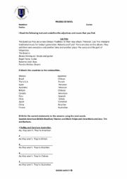 English Worksheet: Written Test Unit Nationalities