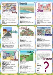 English Worksheet: My Hometown Speaking Cards