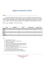 English Worksheet: Logic Puzzle 