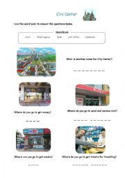 English Worksheet: city center