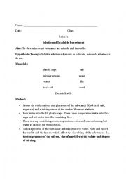 English Worksheet: Soluble and Insoluble