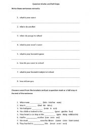 English Worksheet: Question Marks and Full Stops
