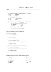 English Worksheet: Basic English Test