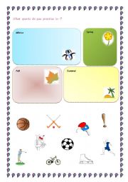 English Worksheet: What sports do you practice in...?