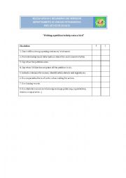 English Worksheet: Checklist for writing a petition