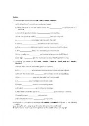 English Worksheet: Modal verbs