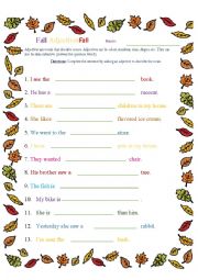 English Worksheet: Fall Adjectives Fall