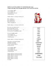 English Worksheet: Santa Is Coming To Town (listening activity)