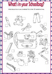 English Worksheet: Whats in your Schoolbag?