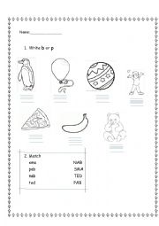 English Worksheet: letters b p