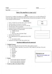 English Worksheet: Hows the weather across america?