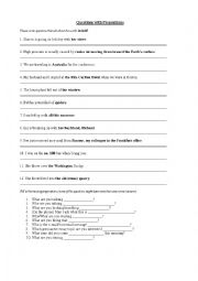 English Worksheet: Questions with prepositions