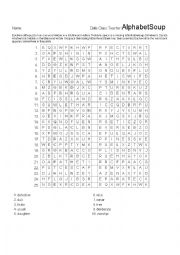 English Worksheet: alphabet soup antonyms