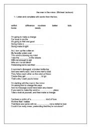 English Worksheet: the man in the mirror