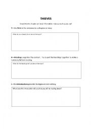 English Worksheet: THIEVES strategy graphic organizer