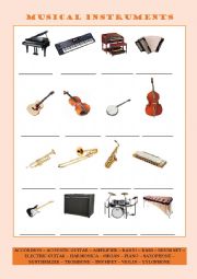 English Worksheet: Musical Instruments (Vocabulary Series 4)