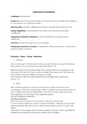 English Worksheet: Lesson plan for conditionals
