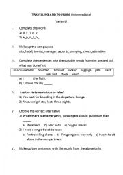 English Worksheet: Travelling and tourism 