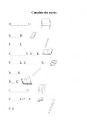 English Worksheet: Complete the Words