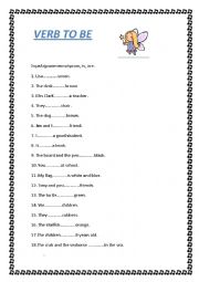 English Worksheet: verb to be