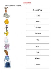 English Worksheet: My Wardrobe