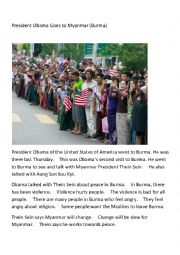 English Worksheet: Obama Visits Myanmar