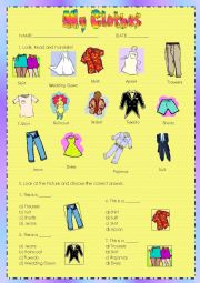 EXERCISE ABOUT CLOTHES - ESL worksheet by andang