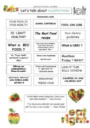 English Worksheet: LETS TALK ABOUT NUTRITION