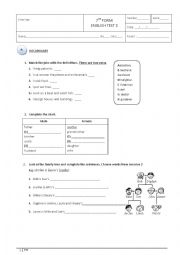 English Worksheet: Family and Jobs - test B