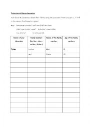 English Worksheet: Interview with classmates about 
