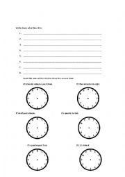 Telling Time worksheet