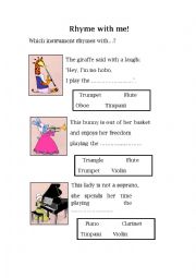 English Worksheet: Rhyme with me